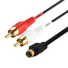 S-Video & 2-RCA Audio Cables Combo 4 Pin SVideo Male Cord, Gold Plated - 75 Feet
