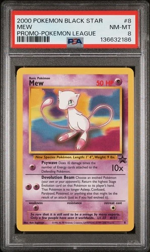2000 POKEMON PROMO BLACK STAR POKEMON LEAGUE #8 MEW PSA 8