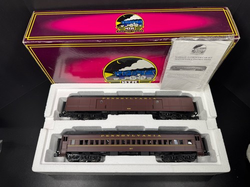 MTH 20-4473 PRR 70' Madison Equipaje/Autocar Pasajero Juego de 2 vagones Nuevo en Caja | Zustand: Used