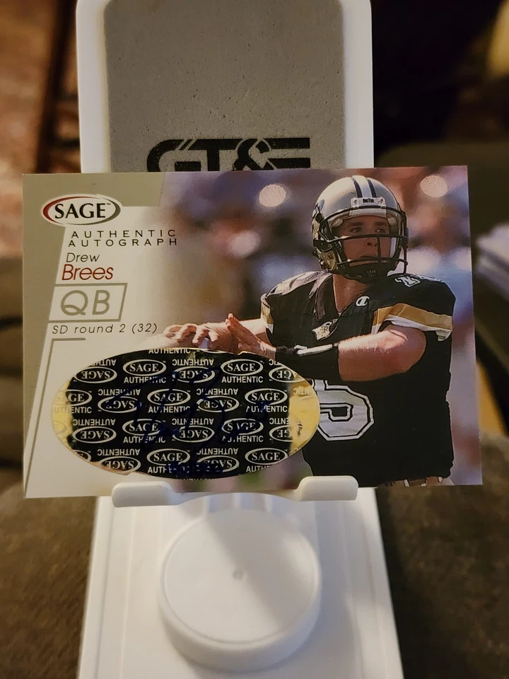 2001 Drew Brees SAGE Authentic Autograph Silver Rookie Auto /300 RC #A8 NM - Image 3 of 3