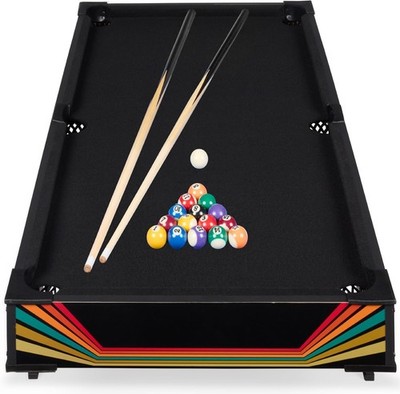 Tabletop Billiard Table, Pool Game Table for Living Room, Game Room W/ 2 Cue Sti