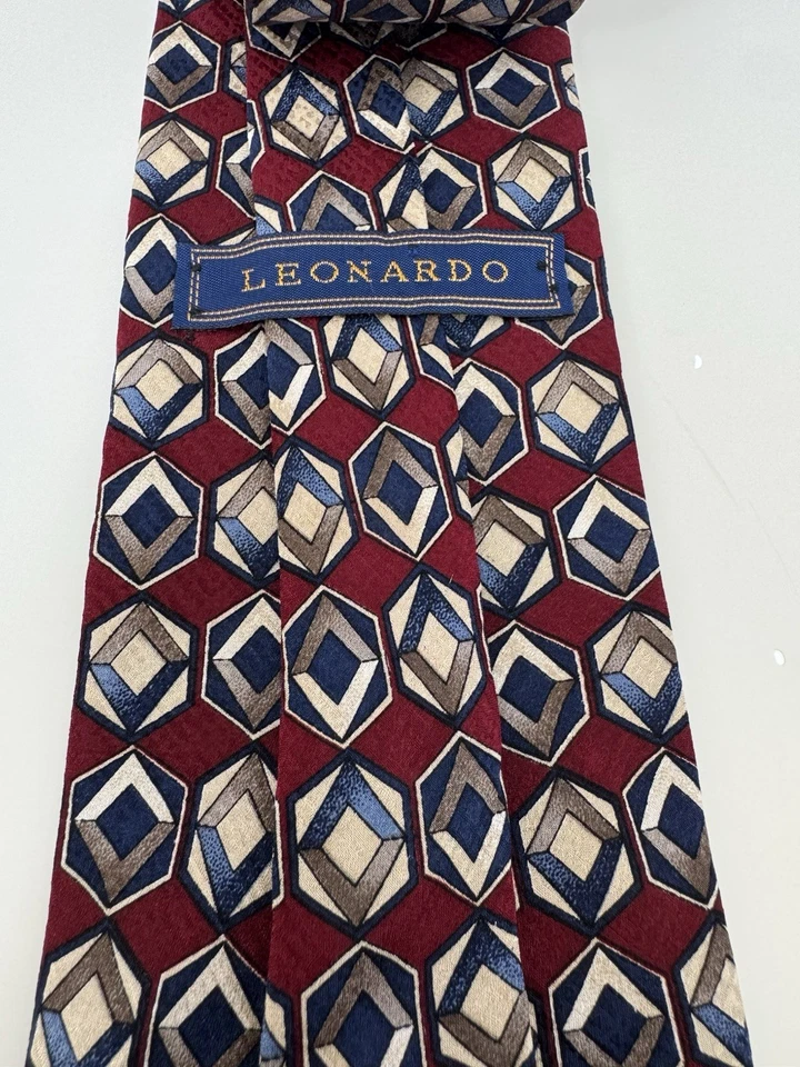 Leonardo мужчин галстук пейсли геометрический черный золотой бордовый красный - Изображение 4 из 4