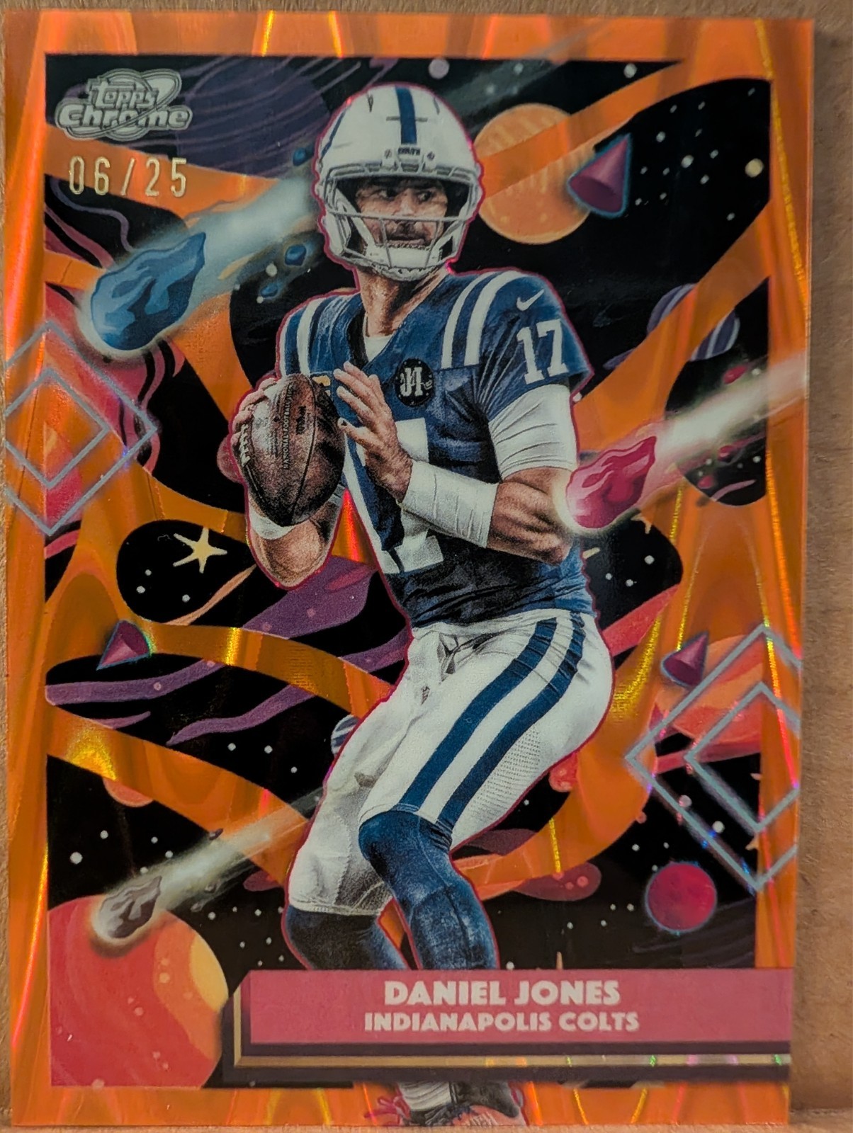 2025 Topps Cosmic Chrome Daniel Jones/25 Orange Refractor Indianapolis Colts SSP