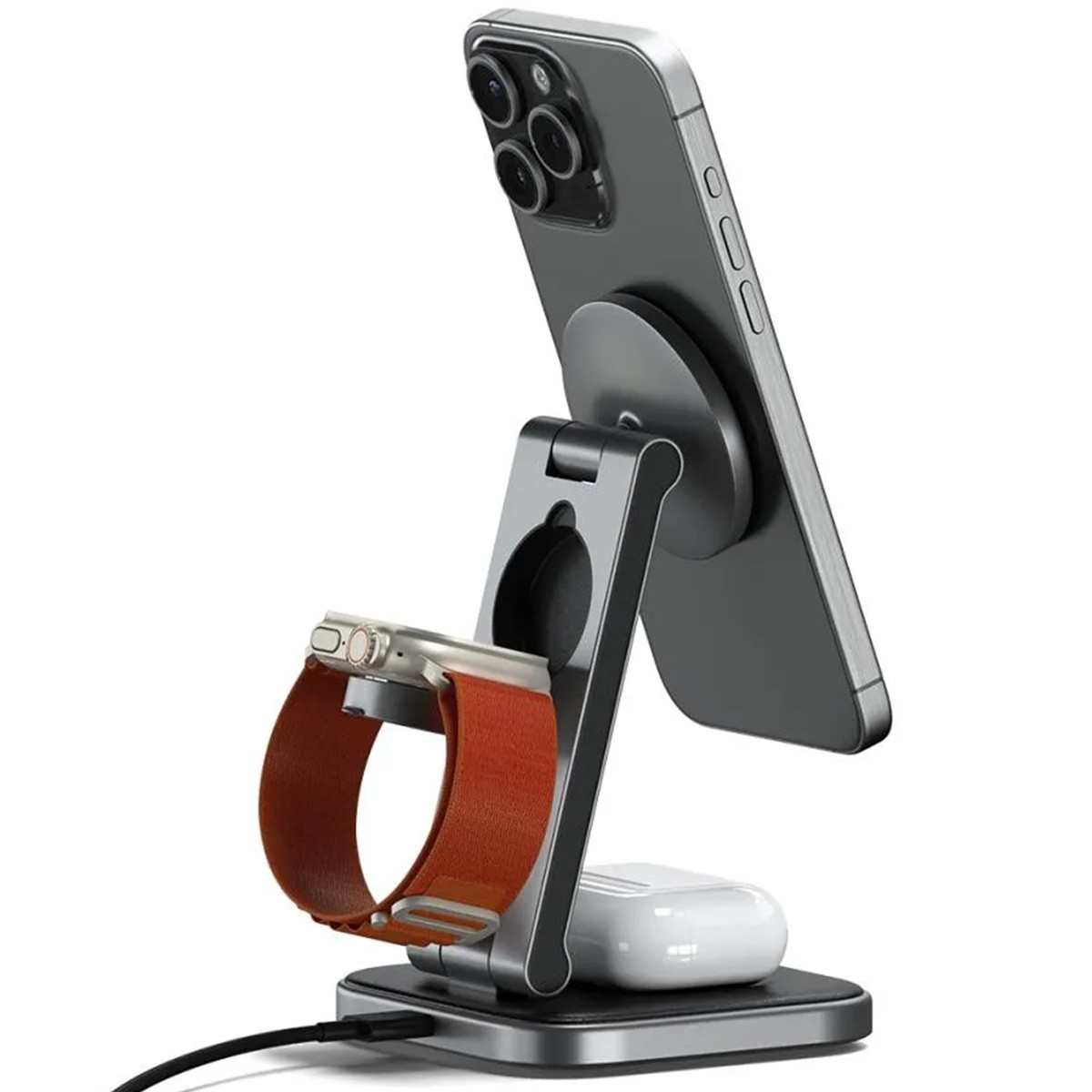 Support de charge magnétique 3 en 1 en aluminium pliable haut de gamme
