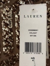 New WTags Lauren Ralph Lauren Skylette Sequined Dress GOLD Size 4 -  Party Dress