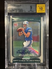 2009 BOWMAN CHROME ROOKIE AUTO SILVER /10 MATTHEW STAFFORD RC BGS 9/10