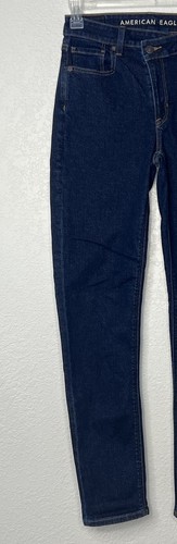 American Eagle Mom Jeans Stretch Super High Rise Dark Wash Denim 2 Long - Picture 3 of 16