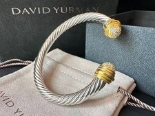NW/D*YurmanSilver 18.k/ Gold 7mm /Sterling/ Cable Cuff /Bracelet With Diamonds M