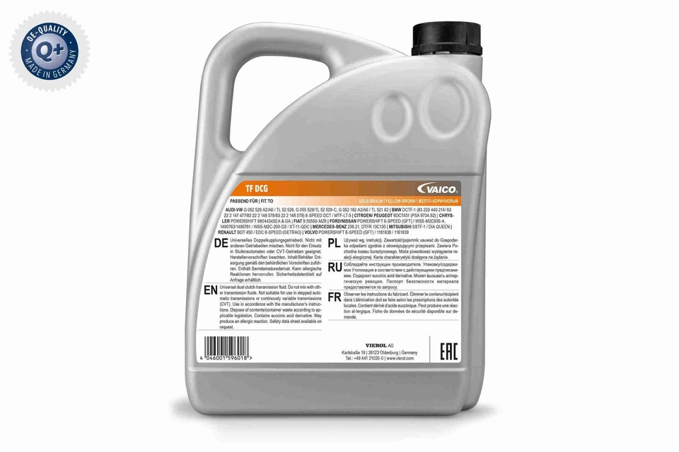 VAICO V60-0224 Aceite para transmisión automática ATF DSG sintético amarillo 5L - Imagen 2 de 4