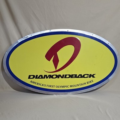 Vintage Diamondback Bicycle Dealer Advertising Sign 36  Aluminum Bike Shop