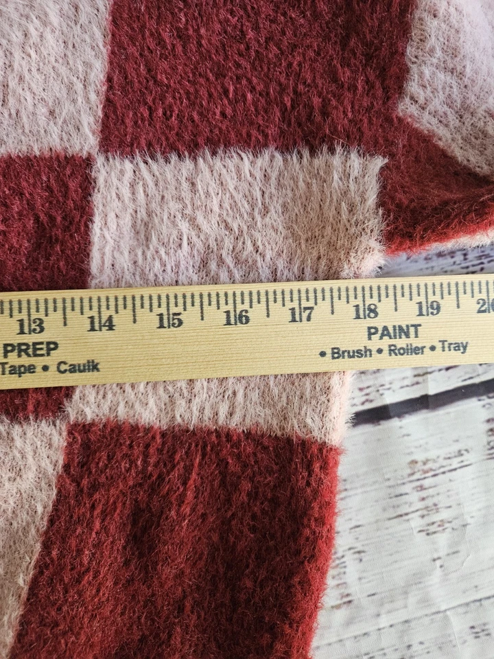 Suéter Cárdigan Recortado A Cuadros Difuso Casi Famoso Rosa Rojo Para Mujer’s M Foto 4 de 4