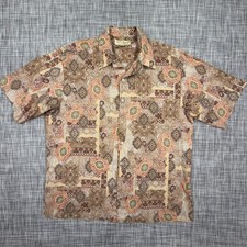 Tori Richard Mens Large Paisley Cotton Lawn Hawaiian Shirt Short Sleeve USA Made