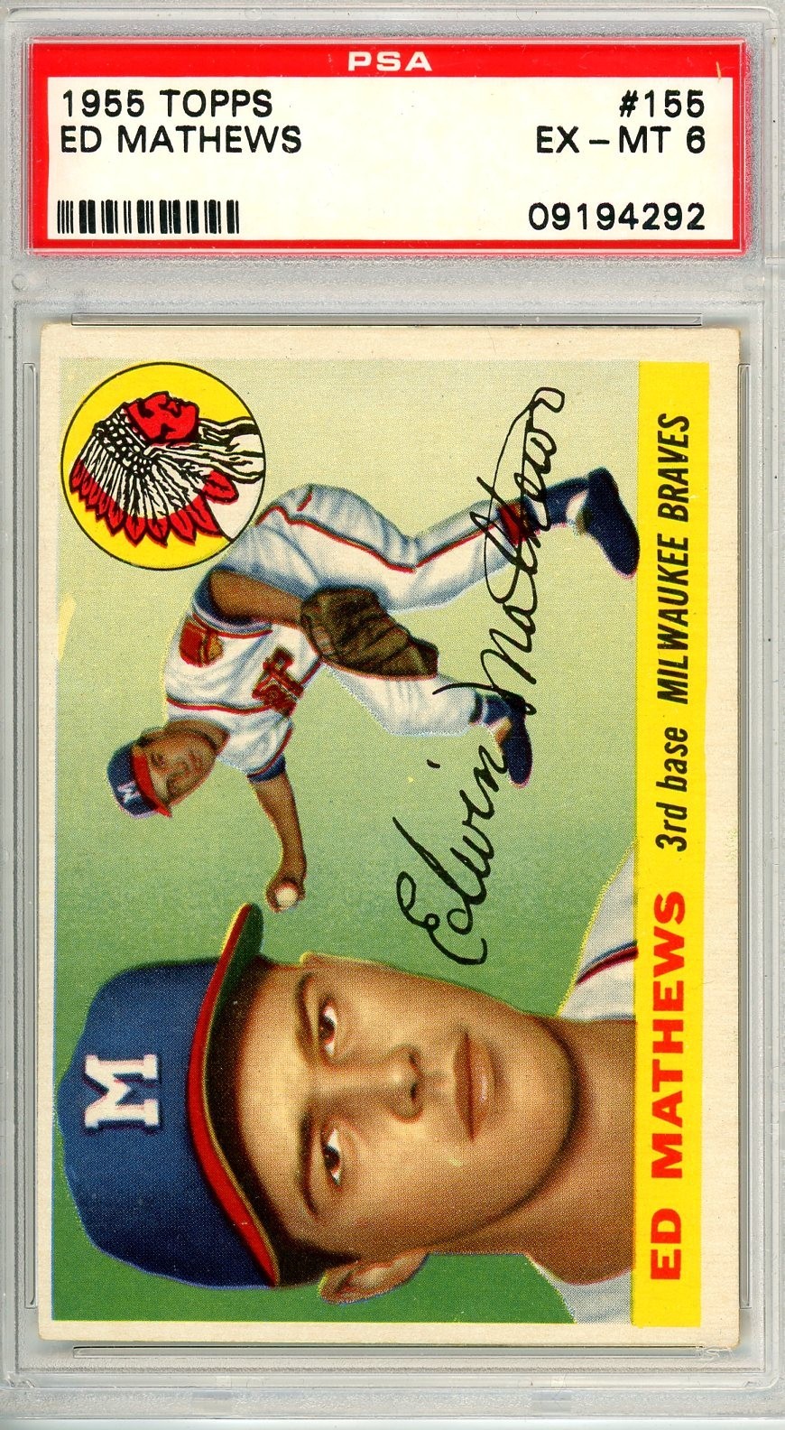 1955 Topps ED MATHEWS #155 PSA Grade 6 EX-MT Cond "INVEST No Reserve"