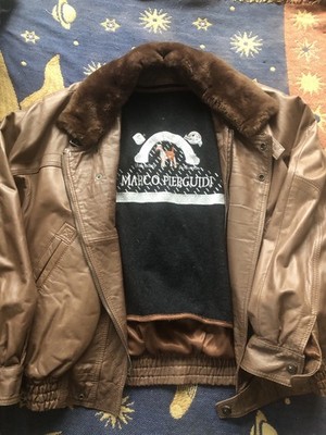 Vintage Italian Marco Pierguidi Brown Leather & Wool Jacket Men' Size L