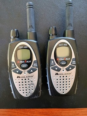 2-Midland X-tra GXT-400 Black/Silver Handheld 22 Channels 10 Mile Two Way Radios