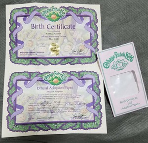 cabbage patch adoption certificate