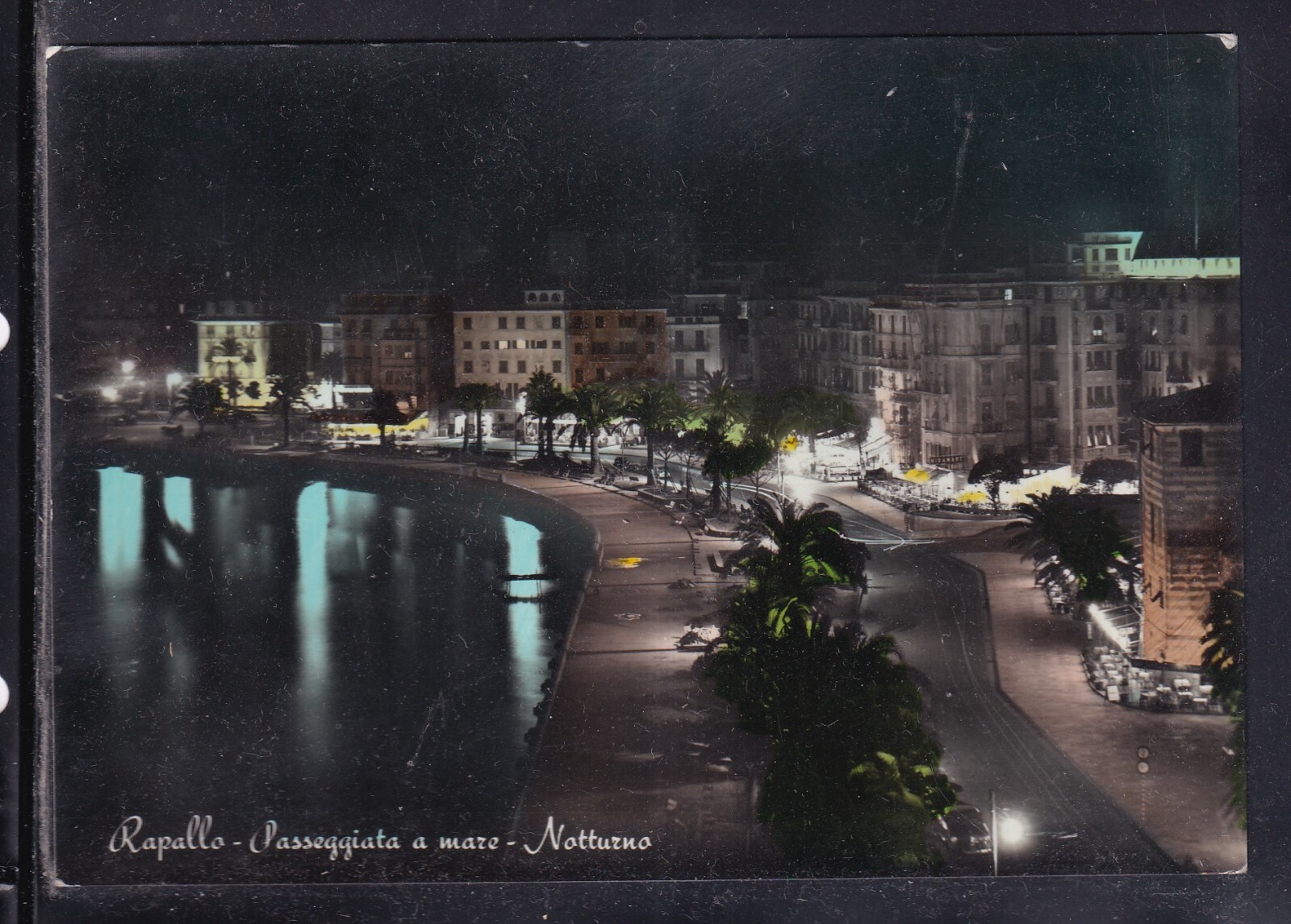Cartolina Rapallo Passeggiata a Mare Notturno G2014