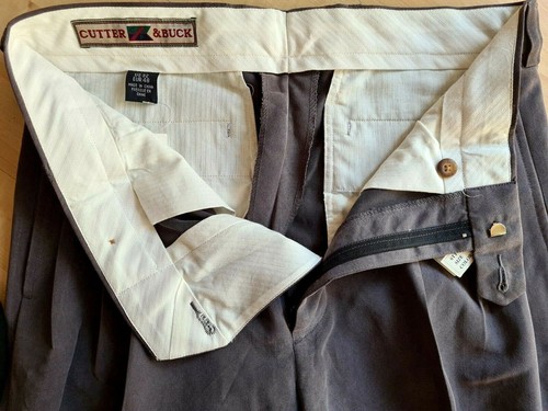 CUTTER & BUCK Mens Pants Size 32 Pleat Front UNHEMMED Microfiber Golf Slacks NWT - Picture 7 of 9