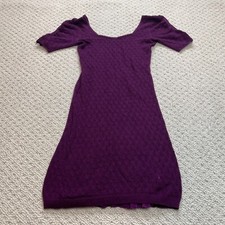 Unbranded Square Neck Sweater Dress Juniors Large Purple 3/4 Sleeve Soft Midi