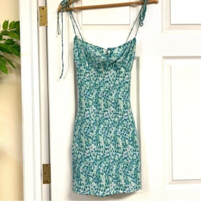 Urban Outfitters Kiss the Sky smocked floral ruching mini dress size XS  boho | eBay