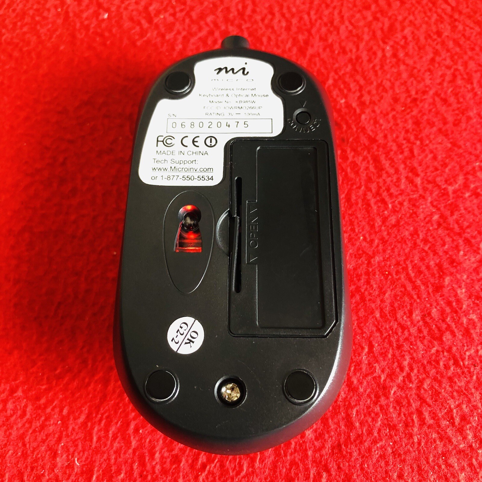 Micro Innovations Wireless Mouse KB985W with USB RECEIVER For Mouse and Keyboard