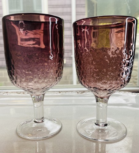 Pottery Barn Purple Ombre Crackle Textured Water Goblet Honeycomb Rare Glass-2 - Picture 14 of 14