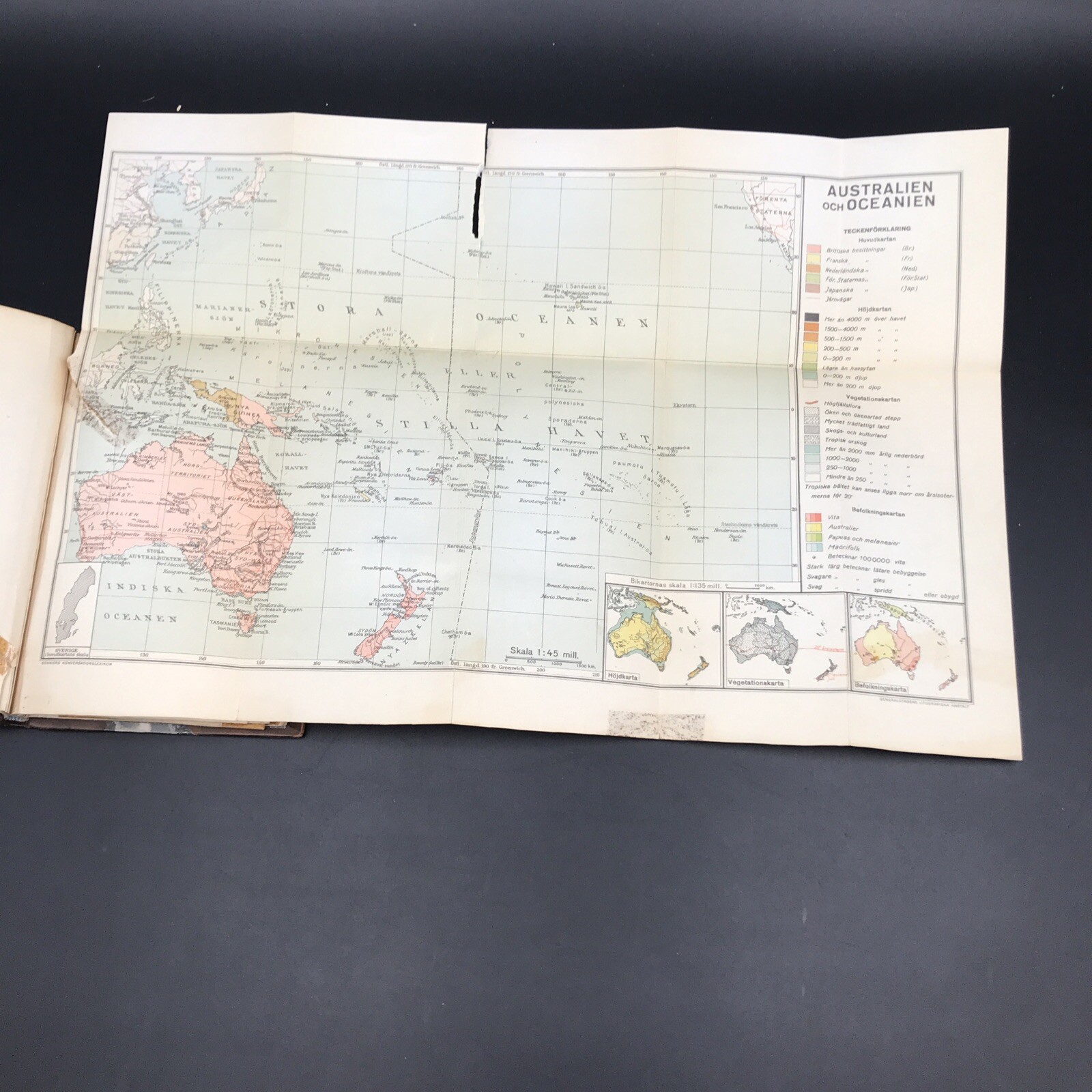 Vintage c1920s Bonniers 11 Maps Swedish Conversational Dictionary Book 5" x 7.5"