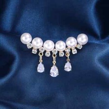 Fashion Pearls Water Drop Rhinestone Lapel Brooch Women Jewelry Party Accessory