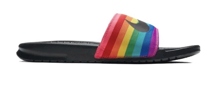 Sandali Nike Benassi Slides Uomo TAGLIA 15 "BE TRUE" Arcobaleno Gilbert Baker
