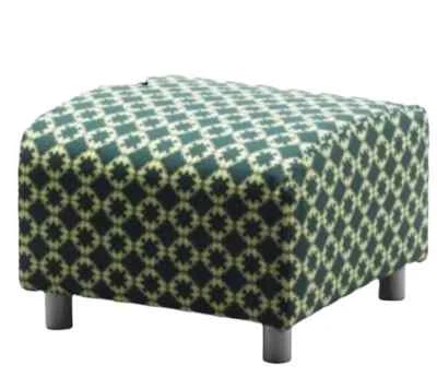 Ikea Klippan Ottoman Footstool Cotton Cover, Karrum Dark Green Geometric - Photo 1/4