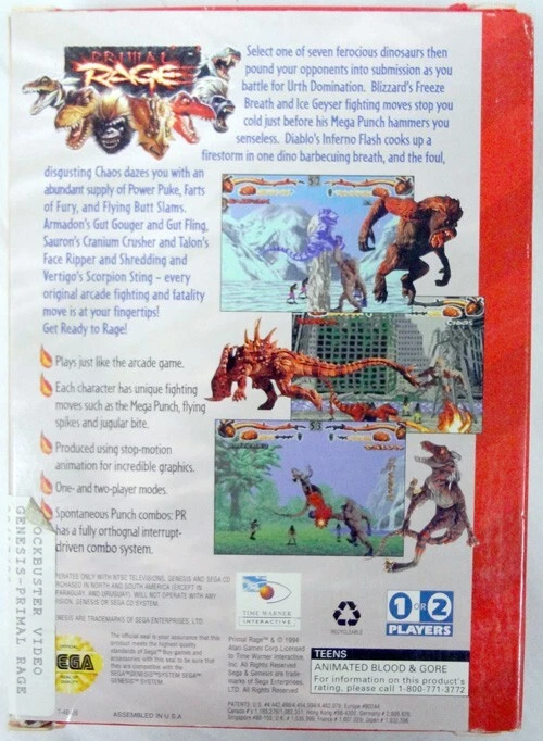 Sega Genesis (1995) Primal Rage Video Game w/ Original Box & Cartridge! - Image 2 of 4