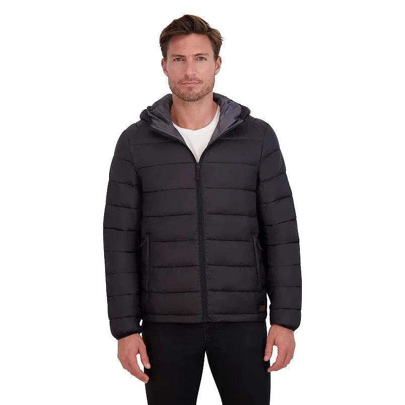 ZeroXposur Cruise Midweight Puffer Jacket Hooded Full Zip Coat Black Mens S Used