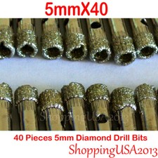 40Pcs 5mm Diamond Drill Bit Hole Saw Cutter Glass Granite Ceramic Tile