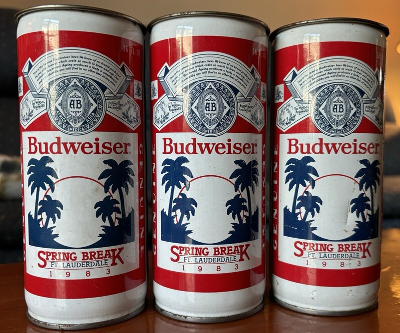 3 - Vintage 1983 Budweiser Spring Break 16 Oz Can Pencil/Pen/Change Holders