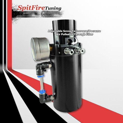 Oil Catch Can Reservoir Baffled Tank Breather Universal Black V2.0 Fits Mercedes - Picture 2 of 10