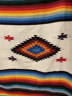 El Paso Saddle Blanket Rainbow Woven Blanket Striped Aztec Native