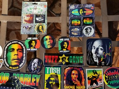 Bob Marley - 2 different Classics 5 Piece Magnet Sets, 14 piece sticker set