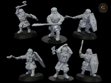 6x Dwarf Warriors 28mm 1/56 Unpainted Wargames and Collectors Figures