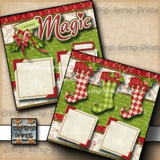 HOLIDAY MAGIC 2 premade scrapbook pages paper piecing CHRISTMAS DIGISCRAP A0157