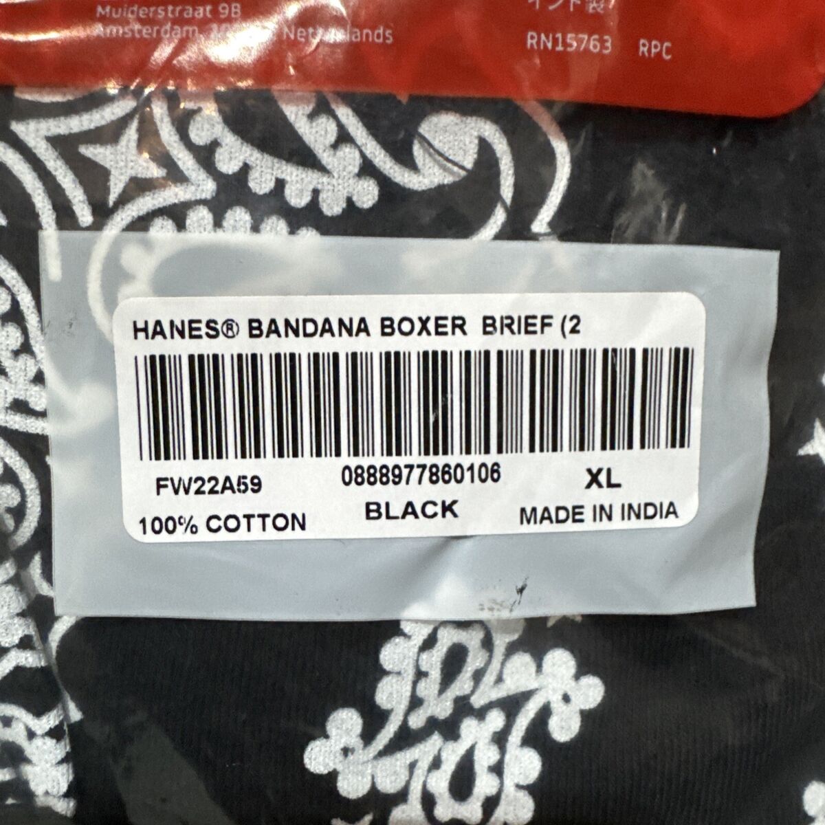 Supreme Hanes Black Bandana Boxer Briefs Size XL (Pack of 2 Supreme Hanes Black Bandana Boxer Briefs Size XL (Pack of 2