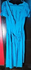 VTG 80s-90s Alfred Angelo Teal Satiny Big Bow Prom Dress 9/10 EUC