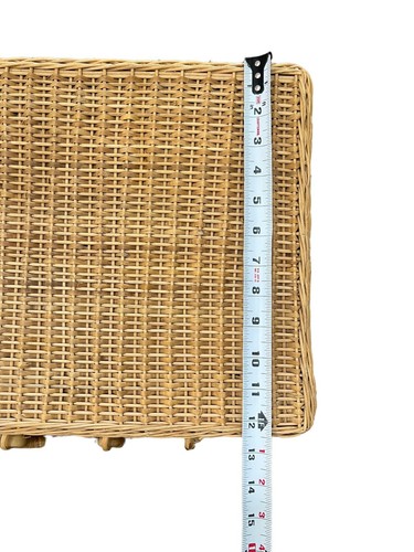 Französischer Picknickkorb aus Rattan Vintage Mitte 20. Jahrhundert mit Klappdeckel - Bild 6 von 10