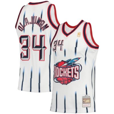 Houston Rockets Hakeem Olajuwon Mitchell Ness White 1996/97 NBA