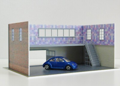Maßstab 1:43 Zweistöckige Garage und Serviceausstattung Diorama Modellbausatz Display