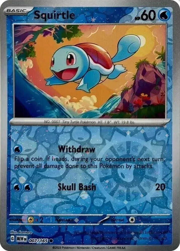 Squirtle - 007/165 - Pokemon 151 Reverse Cosmos Holo Rare Card NM