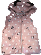 Disney H M Dusty Rose Minnie Mouse Hooded Puffer Vest Size: 9-12M. NWT NEW