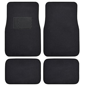 Car Carpet Floor Mats 4 Pieces Front Rear Car Mats Full Set Heel Pad Black