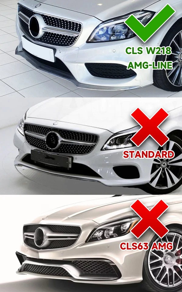 Moldura de labio de parachoques delantero cromada para Mercedes Benz 15-18 CLS400/550 W218 Foto 2 de 4