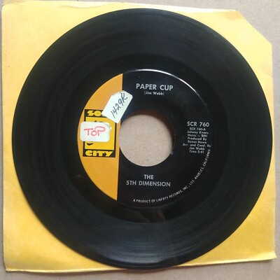 THE 5th DIMENSION Paper Cup/Poor Side Of Town 45 7'' FUNK SOUL Record Vinyl