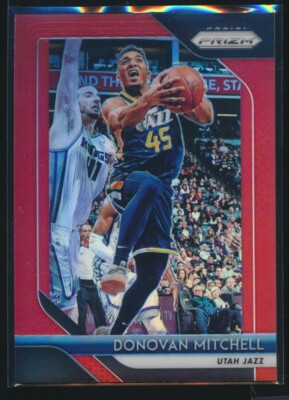 2018-19 Panini Prizm Donovan Mitchell RED /299 #143 2nd Year Jazz NBA Card Spida